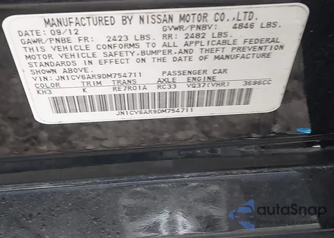 2013 Infiniti G37X from USA, damaged, VIN JN1CV6AR9DM754711